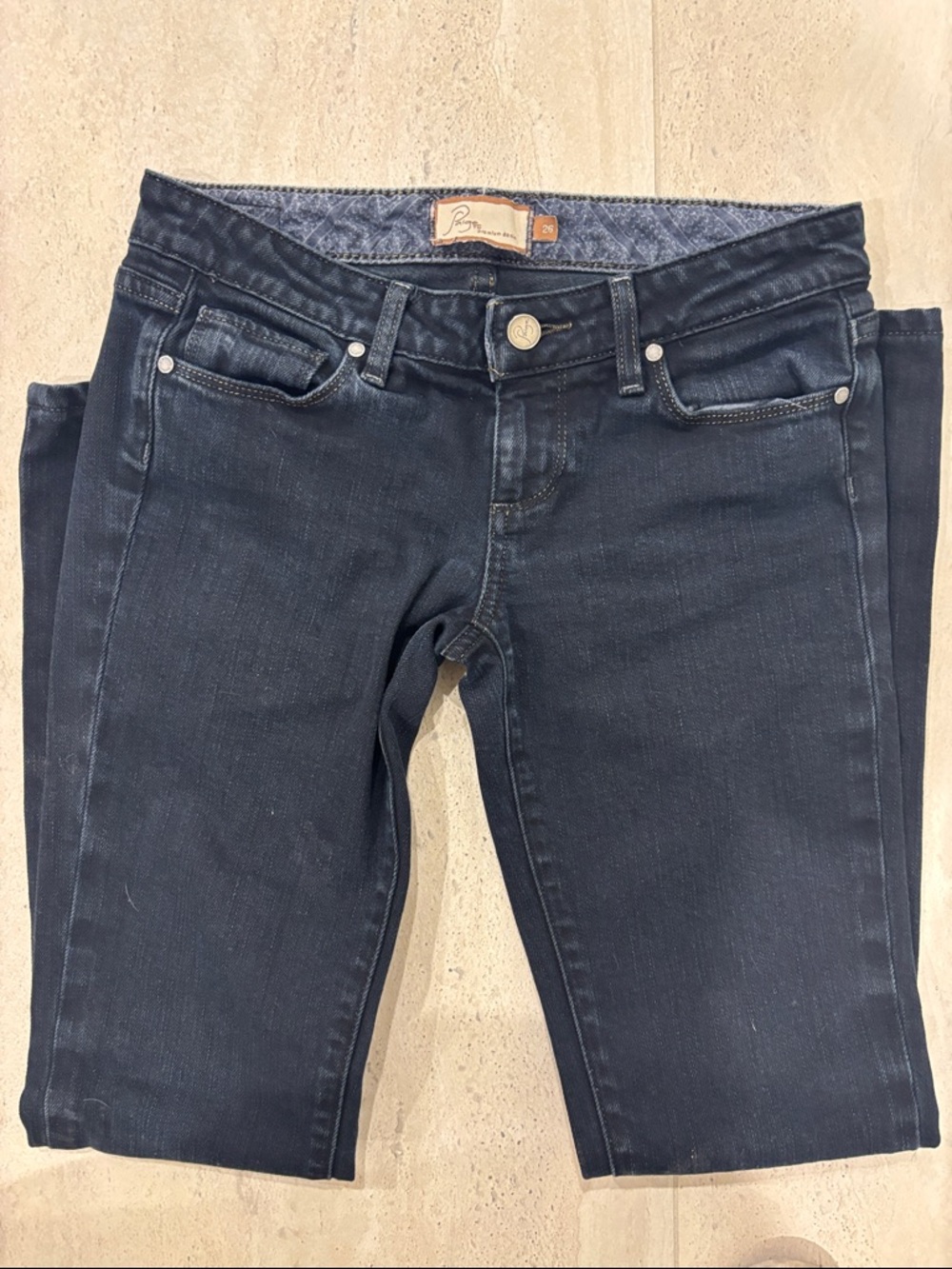 Paige Hidden Hills Straight Leg Jeans Dark Wash Women’s Size 26 Premium Denim